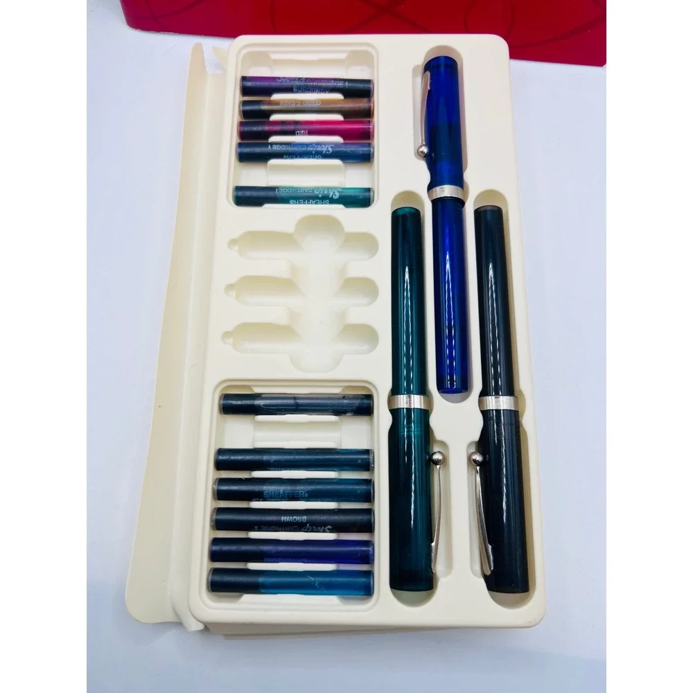 Vintage Sheaffer Calligraphy‎ Intro Kit Not Complete Writing Pads + Tools 3 Pens